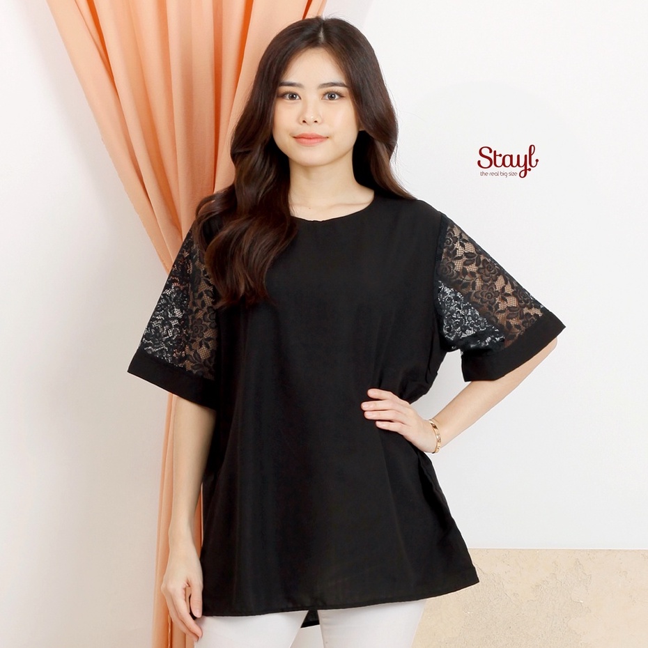 Atasan wanita blouse jumbo LD 116 Fit XXL Grosir baju jumbo brukat wanita blus brokat big size Nagit