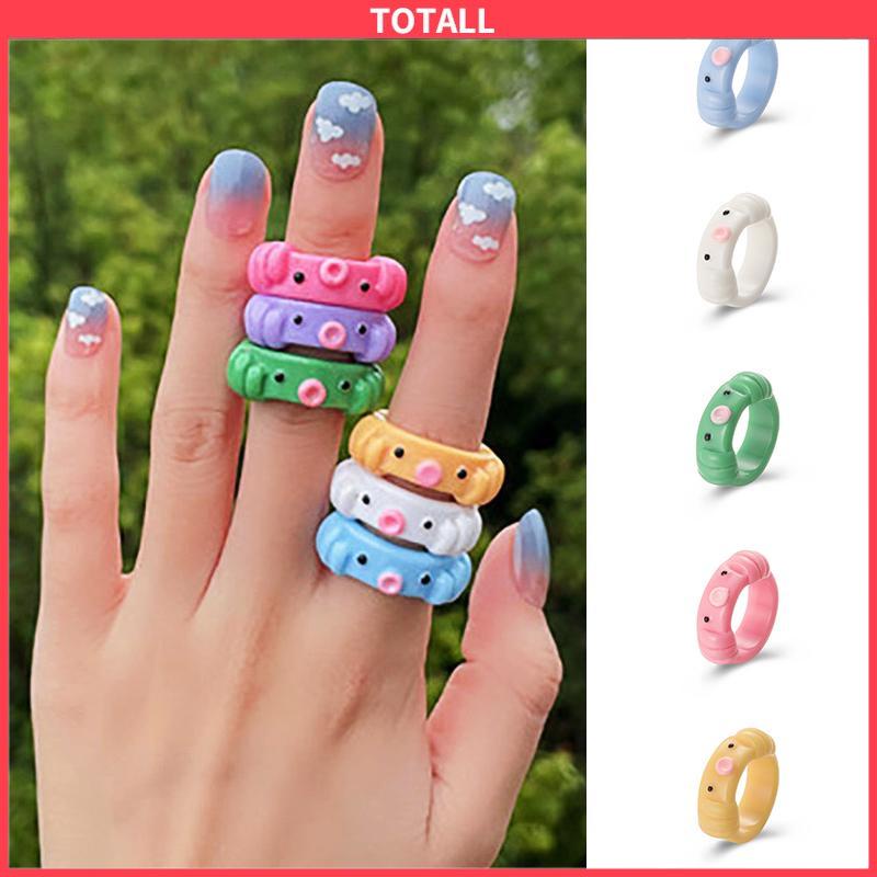 COD Cincin Resin Gurita Warna Permen Kartun Temperamen Sederhana Kreatif Wanita-Totall