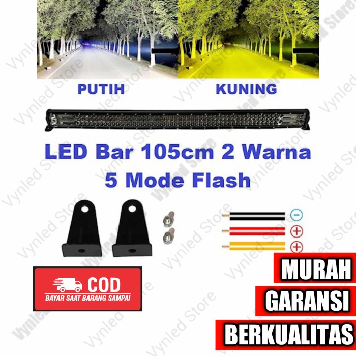 Led bar sorot lampu tembak 2 warna 5 mode putih Kuning flash strobo