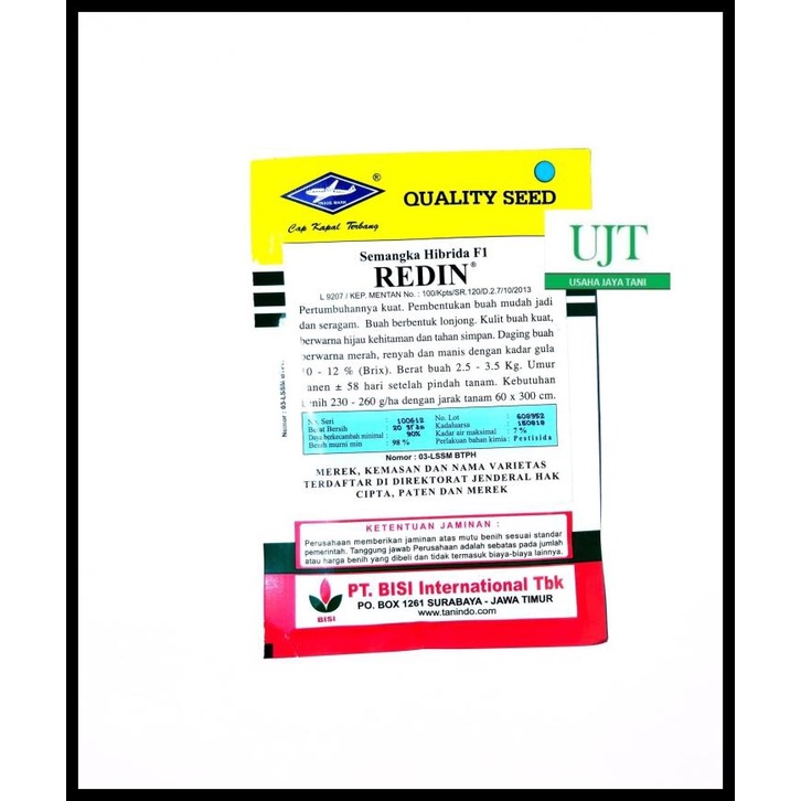 Benih Bibit Semangka Redin Cap Kapal Terbang Isi 20Gr