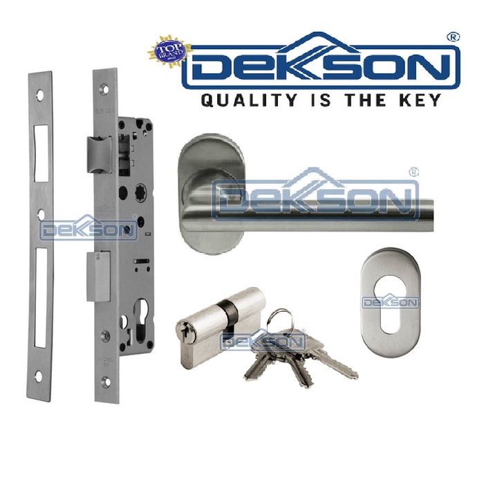 Gagang Set Kunci Pintu Aluminium Dekkson 84030 Silinder Hdl Knob Kunci Dekson
