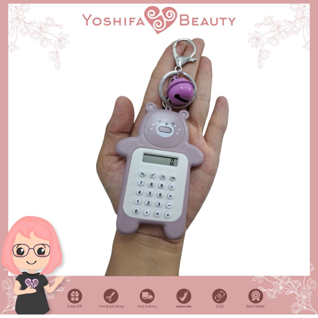 Kalkulator Mini Portable Desain Beruang Lucu | Calculator Cute Bear Sekolah 8 Digit Mini Portable