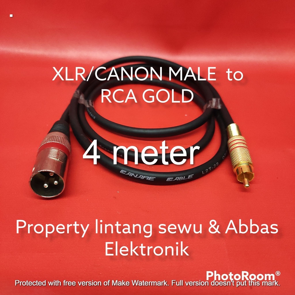 KABEL JEK RCA GOLD TO XLR CANON MALE 4 METER