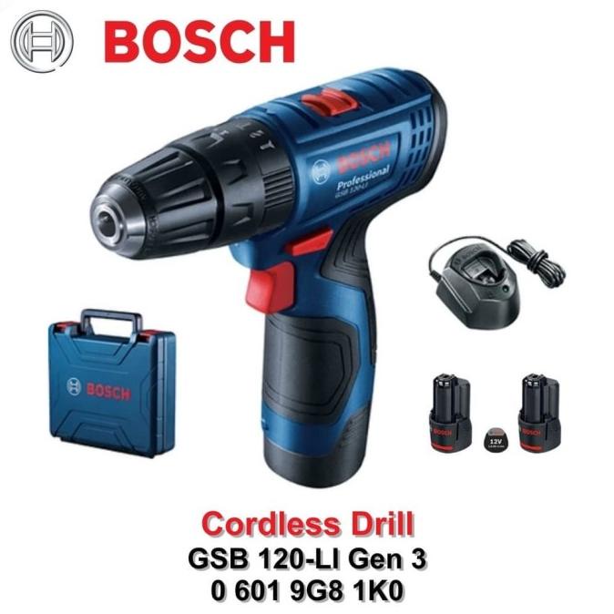 Bosch GSB 120-LI Cordless Impact Drill / Bor Tembok Baterai 120 LI