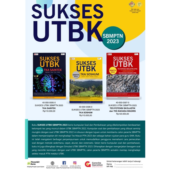 SUKSES UTBK SBMPTN 2023 TES POTENSI SKOLASTIK & TES BAHASA INGGRIS