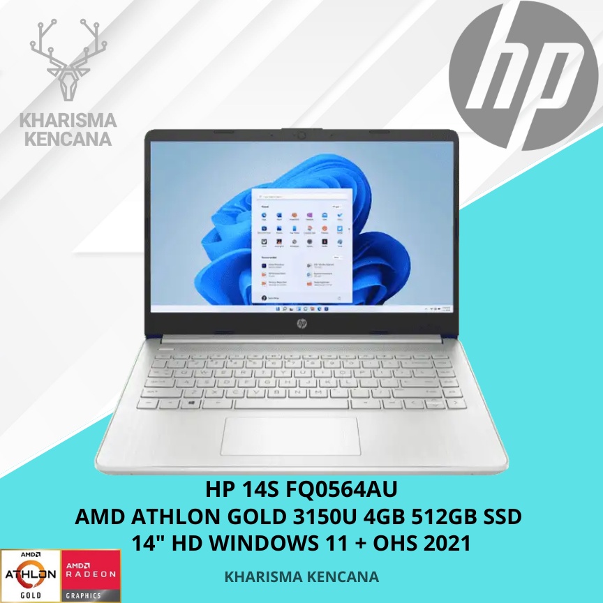 HP 14S DQ0564AU AMD Athlon Gold 3150U 4GB 512SSD 14HD Win11 OHS