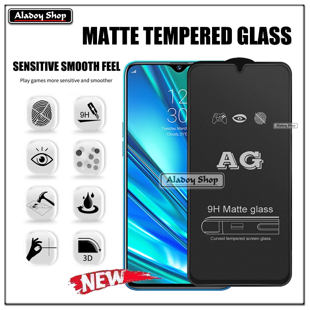 Paket 3IN1 Tempered Glass Layar Matte Anti Glare Realme 5 Pro Free Tempered Glass Camera dan Skin Carbon