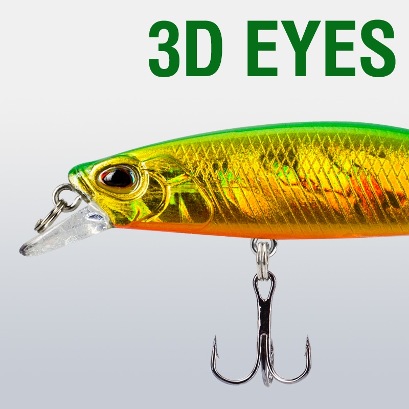 1pcs Umpan Pancing 6.8cm/4g 3D Mata Tenggelam Lambat Ikan Kecil Bass Umpan 2kait Treble Memancing Umpan Bass Swimbait