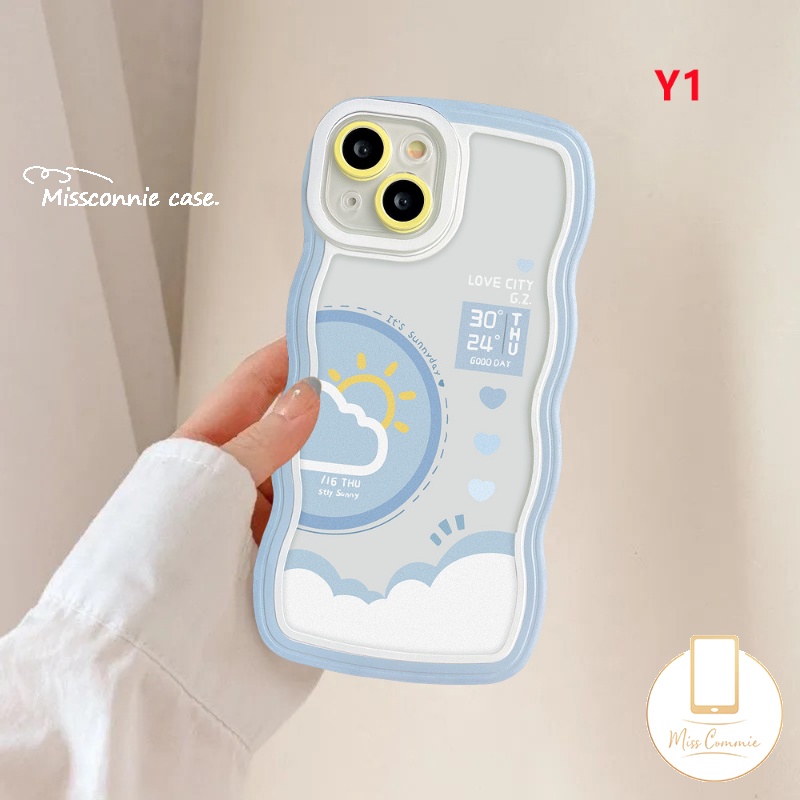 Case Pasangan Untuk Realme C55 C53 9 10 8i C30 9i 9 Pro+7i C33 C35 C12 C15 C3 C25 C25s C21Y C25Y 6i 5i 8 5 8Pro 7 C1 C20A C20 C11 Love City Day Night Ramalan Cuaca Bergelombang Casing Edge