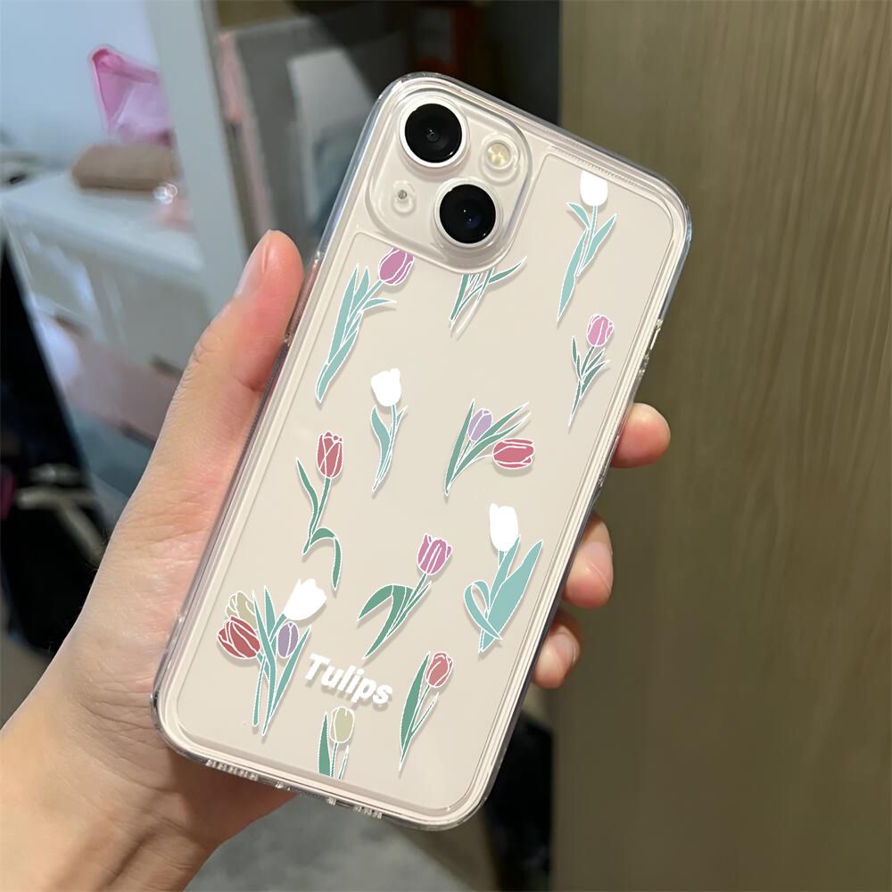 IPHONE Bunga Warna-Warni Lembut Shockproof Case Kompatibel Untuk Iphone14 13 12 11 Pro XS Max X XR 78 Plus Casing Ponsel Transparan TPU Cover