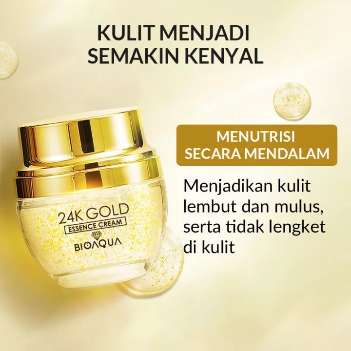 BIOAQUA 24K Gold Facial Kit paket skincare (Gold Toner 100ml+Gold Serum 100ml+Essence Cream 50g) BPOM