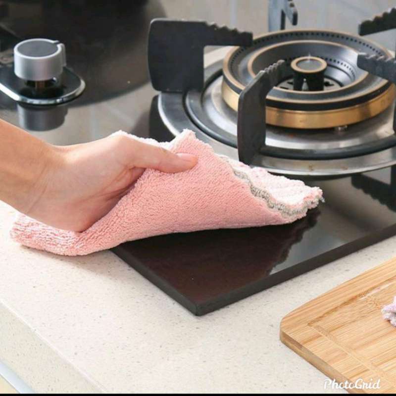 Serbagrosirmurah LMF5 isi 5 lap microfiber isi 5 handuk mobil dapur Kain Lap Piring Anti Minyak