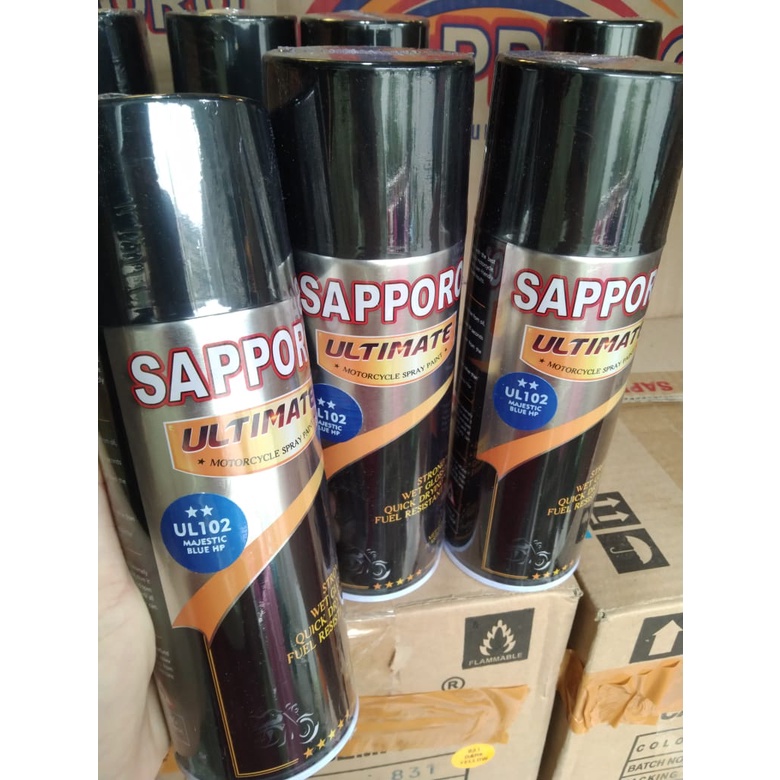 cat spray pilok pilox cat semprot sapporo ultimate saporo UL102 majestic blue biru doff dof UL 102 400ml