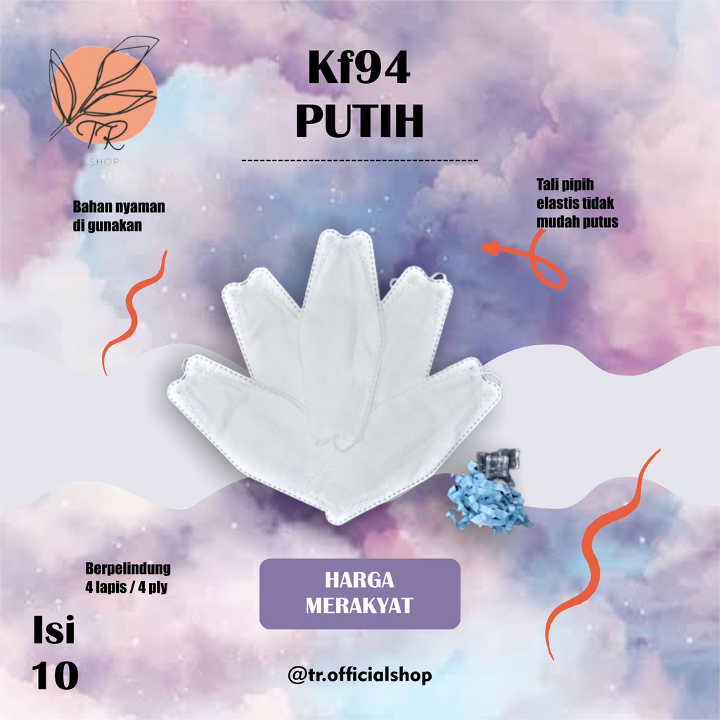 [TR] MASKER KF94 EARLOOP/ HEADLOOP HITAM/ PUTIH/ ABU/ WARNA MOUSON/ CAREION/ CCARE/ CAREINDO/ WECARE