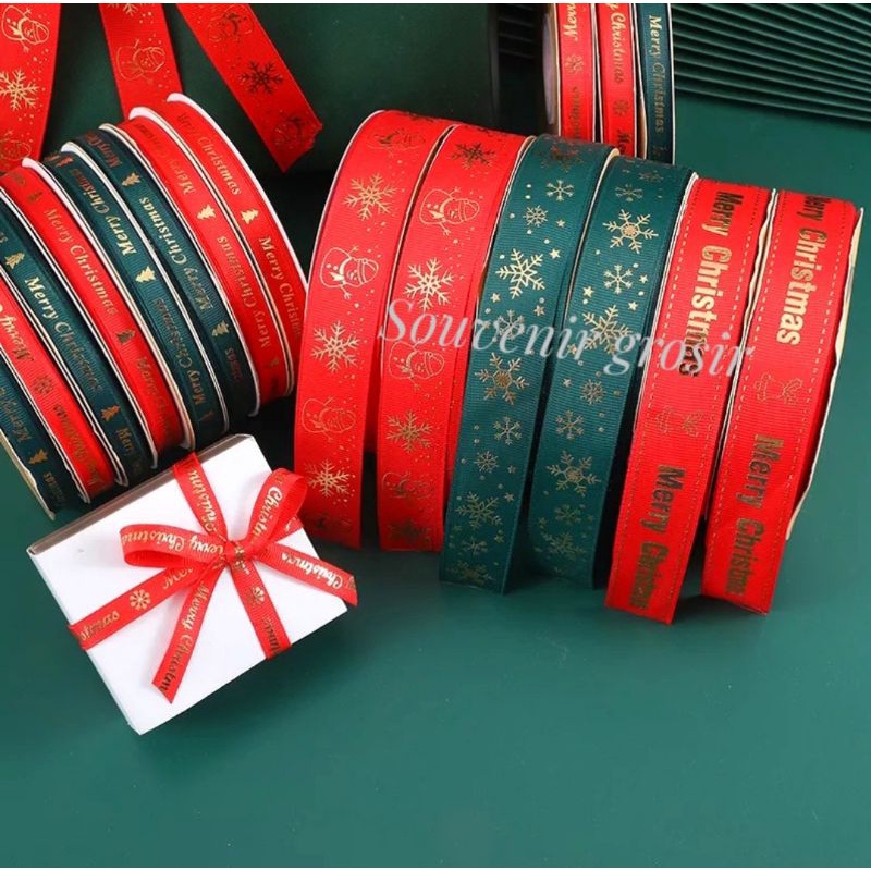 

1 Roll Pita Natal 1,2cm 2cm 2,5cm - Pita kado natal - Hampers natal