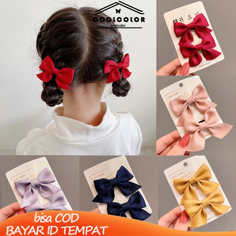 COD❤️2 Pcs/Set Jepit Rambut Anak Perempuan Model Pita Princess Fashion Korea Cute Princess Little Girl Hair Jewelry Red Girl Net Red Clip Baby Hair Clip