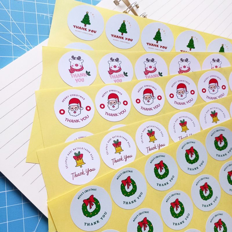 

48 pcs Stiker Thank You Merry Christmas | Stiker Natal | Diameter 3.2 cm | Ready Stock