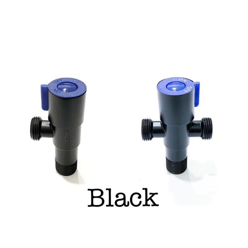 Stop kran closet single dan double stainless Hitam / kran T toilet dan shower Hitam serbaguna