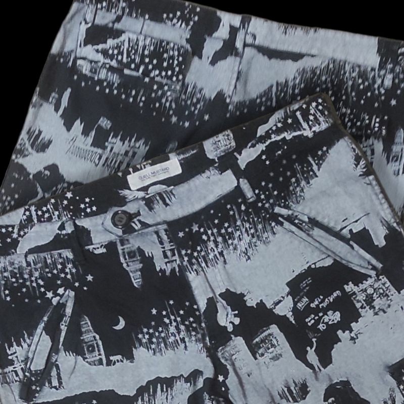 CELANA CHINO CHINOS ANKLEPANTS CARGO JOGGER PANTS REGULER SLIM FIT GUELL MUSTARD FULL PRINT AOP ANIM