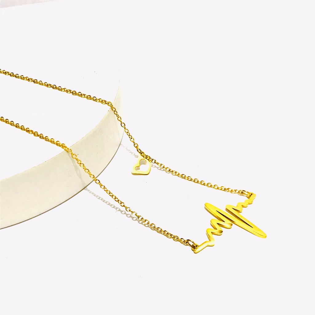 Kalung Titanium Wanita Lapis Emas Anti Karat KP-344-18-AMK