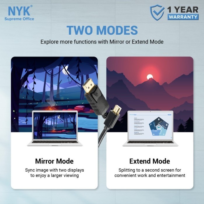 CABLE  Mini Display Port to Display Port NYK Cable Gold Plate 4K