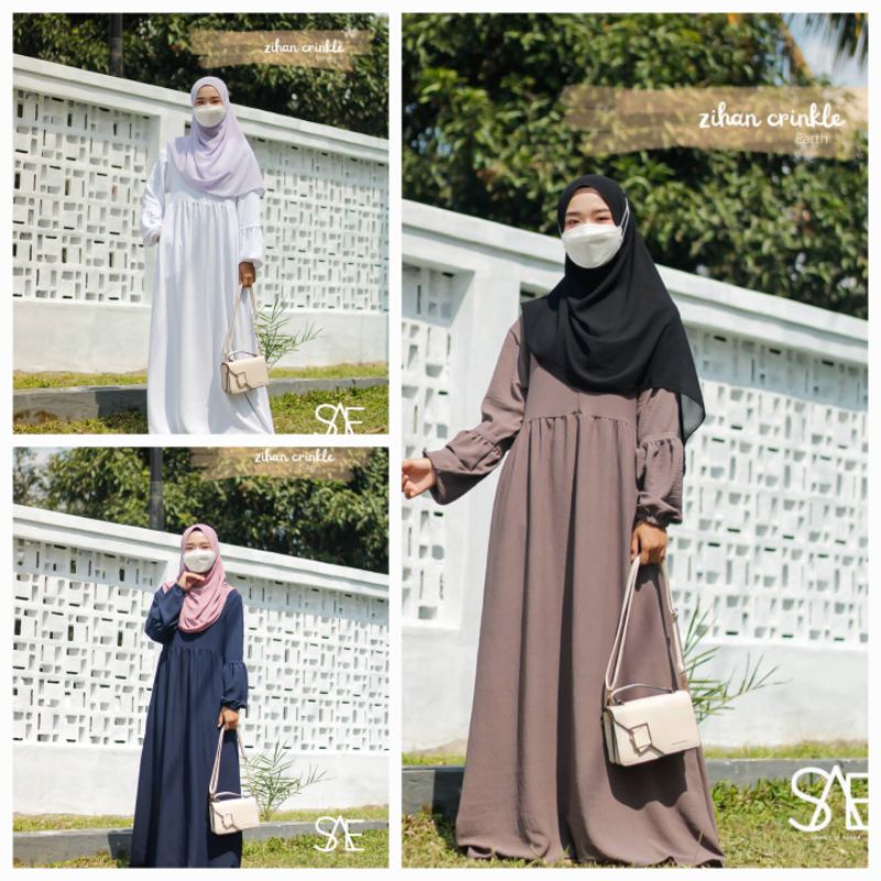 Gamis zihan crinkle | busui friendly | 1 kg muat 3 baju