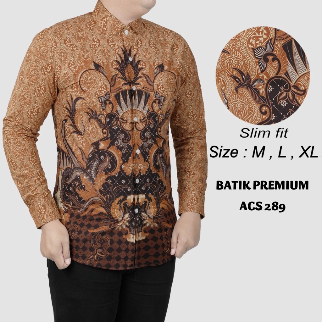 KEMEJA BATIK PRIA SLIM FIT LENGAN PANJANG BAJU BATIK PRIA ACS289