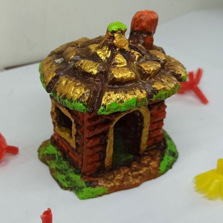 Hiasan aquarium rumah saung mini, dekorasi aquarium rumah saung mini, ornamen aquarium rumah saung m