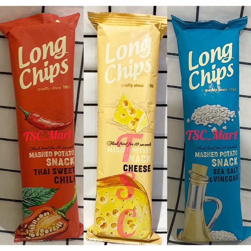 

LONG CHIPS Mashed Potato Snack 75gr / LONG / CHIPS / Mashed / Potato / Snack / 75gr / import / ORIGINAL / BBQ / CHEESE / SEA / SALT / & / VINEGAR / THAI / SWEET / CHILI / chilli / CREAMY / DILL / barbecue