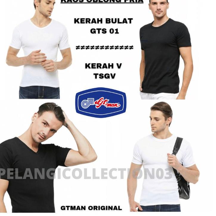 Ready KAOS OBLONG PRIA GTMAN KERAH BULAT & KERAH V