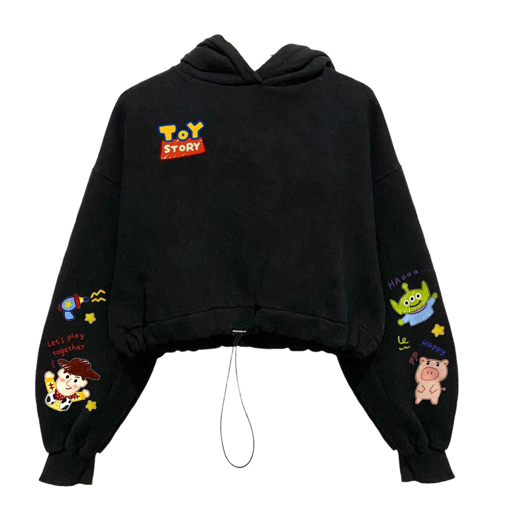 WOODY AND ALIEN IN HAND TS CROP Sweater Hoodie Crope Crewneck Outfit sweatshirt Hodie Ootd Wanita Kekinian Oversize Baju Atasan Sweeter Hoddie Korean Style Switer Cewek Remaja Sweter Baju Atasan Bahan Fleece Tebal