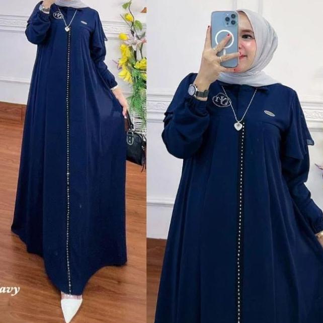 Diskon✔️Alya Dress / Gamis Ceruty Babydoll Full Puring Aksen Renda Pita / Baju Dress Murah / Fashion