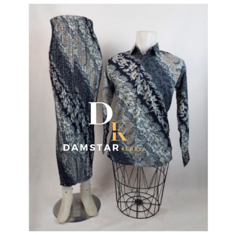 KEMEJA BATIK COUPLE LENGAN PANJANG/ROK BATIK JADI PLISKET/COUPLE WISUDA/COUPLE KONDANGAN/SERAGAMAN P