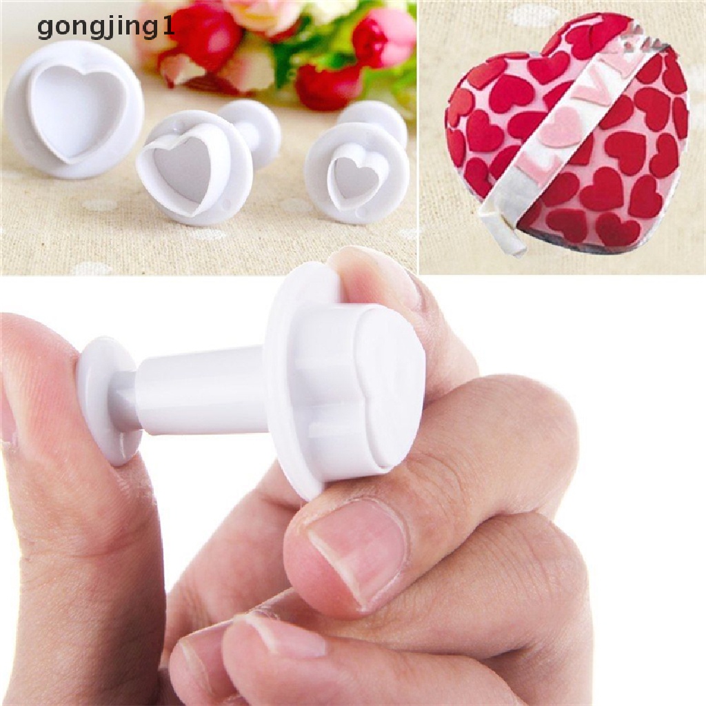 Ggg 3pcs /set DIY Cetakan Kue Bentuk Hati Kue Gula Coklat Dekorasi Cetakan New ID