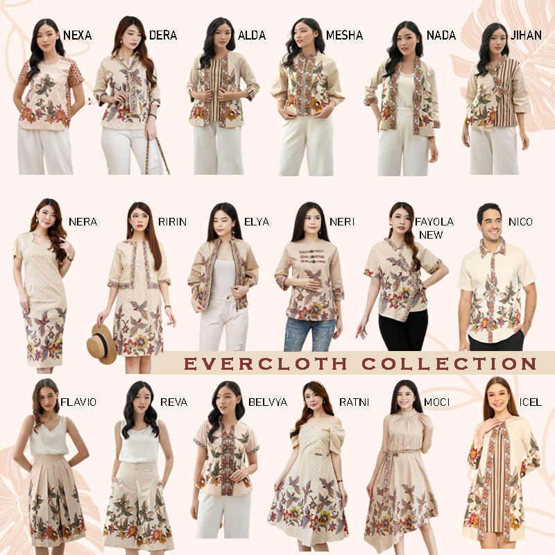 Evercloth Finda Dress Batik Wanita Terusan Batik Couple Modern Kebaya Couple Set Seragam Family