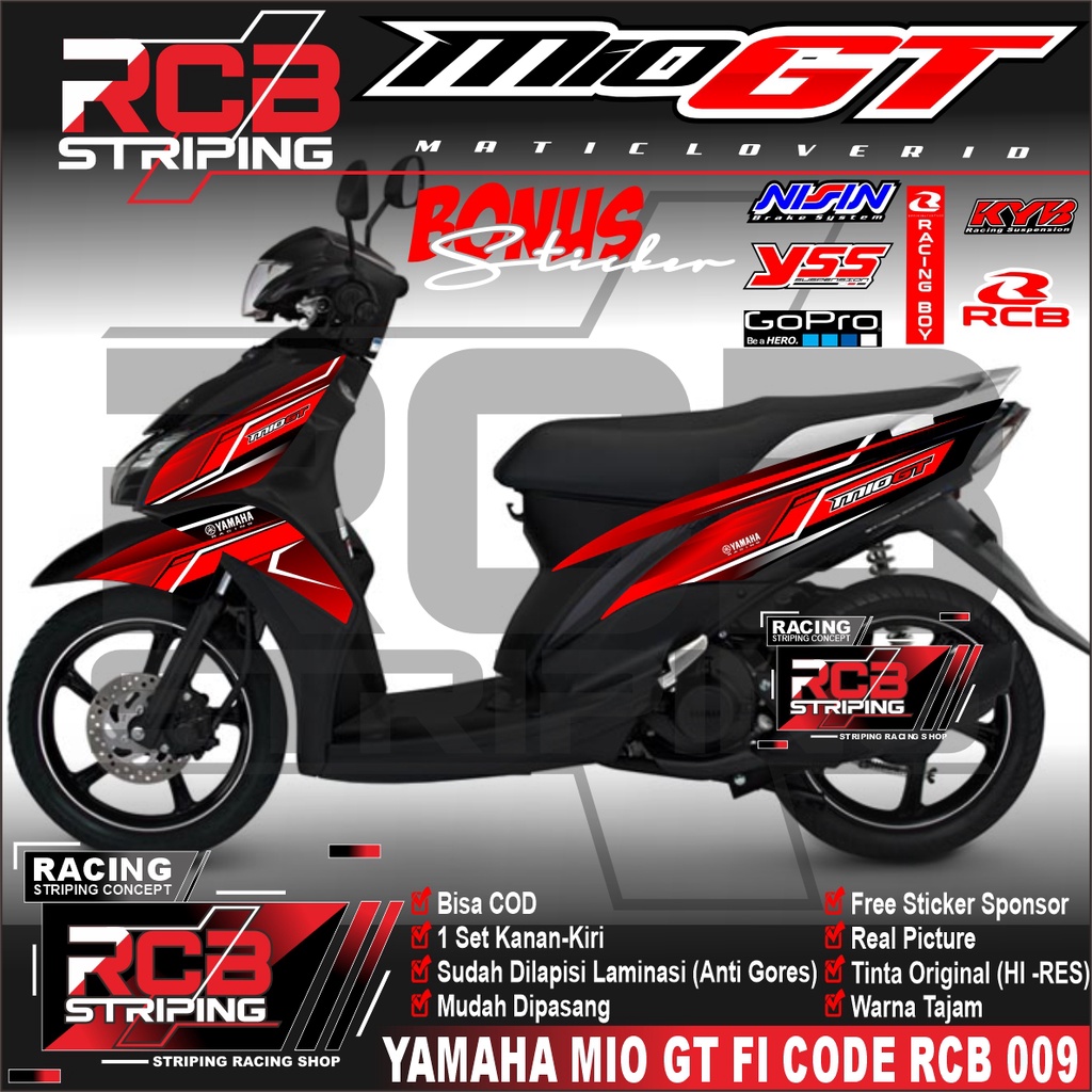Striping Mio GT Stiker List Variasi Racing Mio Gt Sticker List Motor Yamaha Mio Gt lis mio RCB 009