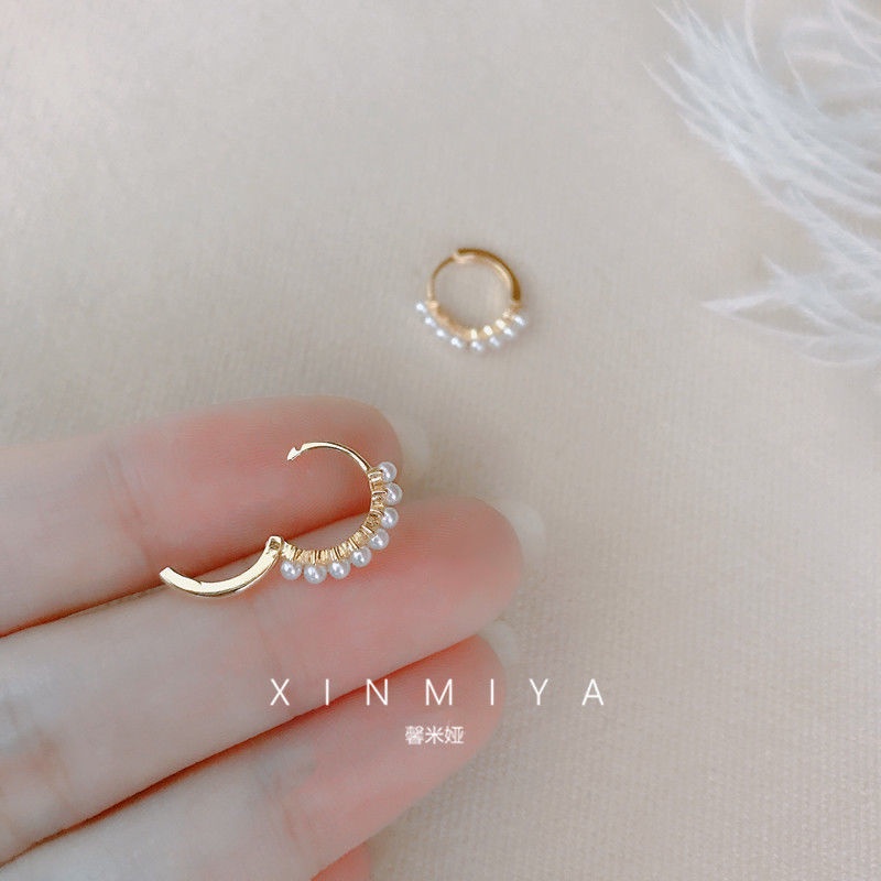 AY(CN) Anting Hoop Mutiara Untuk Wanita Anting Emas Aksesoris Perhiasan Anting