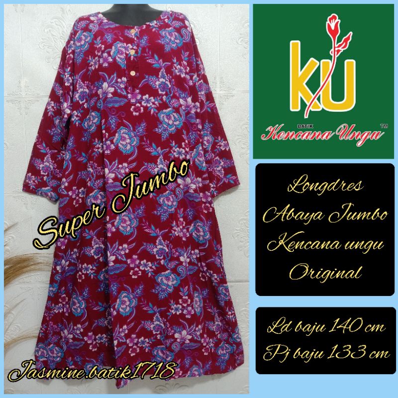 LONGDRES SUPER JUMBO ABAYA MEKAR KE BAWAH# KENCANA UNGU KUI & BATIK SESAWI COKLAT