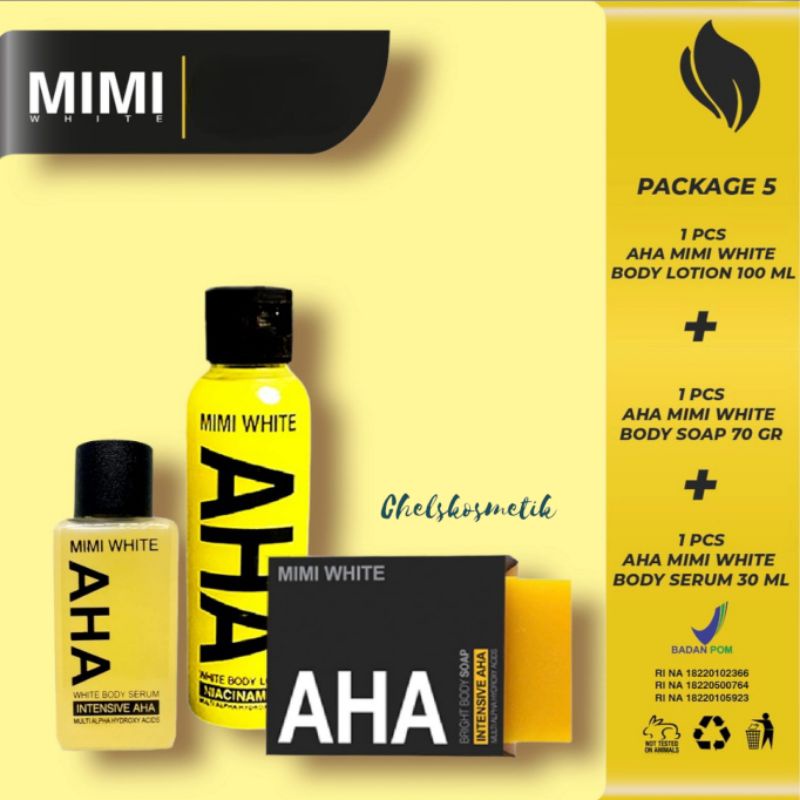 Mimi Aha Bpom Original / Mimi White Aha White Body Serum / Mimi White Aha Bright Body Soap