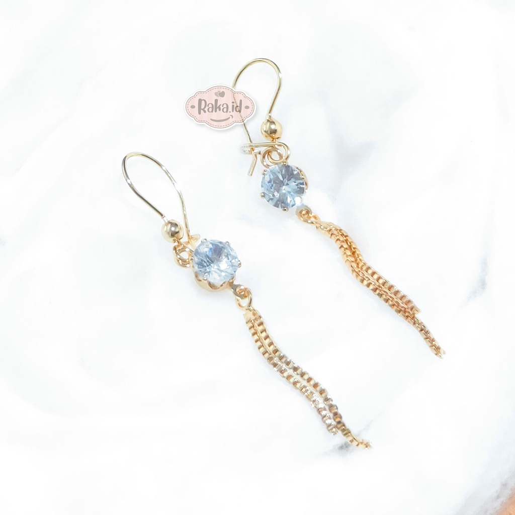 Anting Wanita Dewasa Anting Korean Style Anting Clip Motif Rantai Italy Juntai Mata Satu Bulat 1216