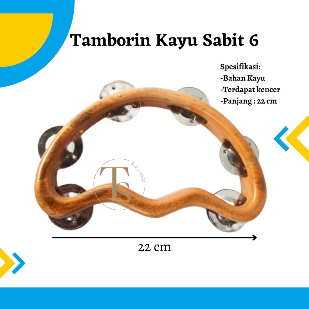 Alat Musik Tamborin Anak Bahan Kayu Kecrek Tambourin Bentuk Sabit Anak