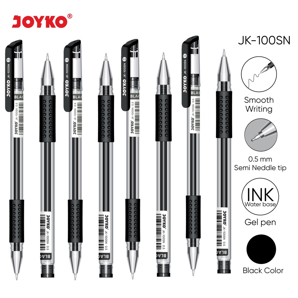 

Pulpen Gel Joyko JK-100SN 0.5 mm Tinta Hitam Isi 12