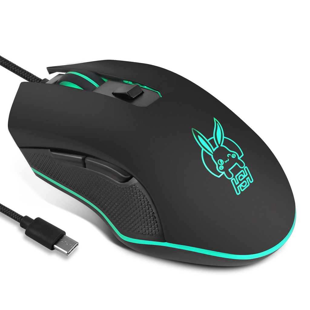 Usb-c/usb Mouse Kabel Mute Warna-Warni Luminous Mouse Gaming Mouse DPI Adjustable 800-1200-1600-2400 Untuk PC Laptop