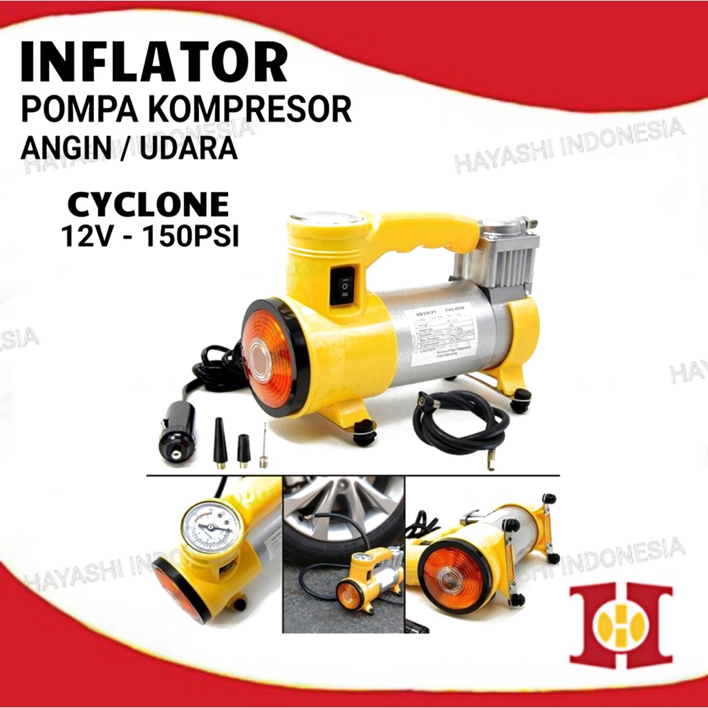 Pompa Elektrik Tekanan Angin Ban Inflator Kompresor Udara DC 12V