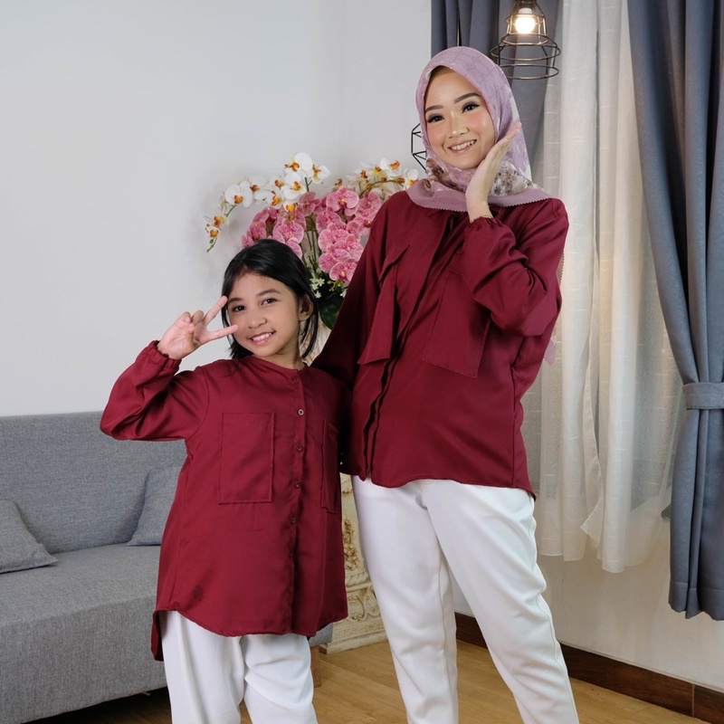 KEMEJA OVERSIZE COUPLE IBU DAN ANAK KEMEJA KHILA