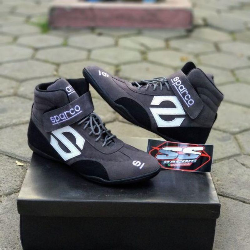 SATU SET SEPATU DRAG BIKE PLUS GLOVE KARET MOTOR SLALOM GOKART TOURING CORNERING SUNMORI ABU HITAM PUTIH BANDUNG