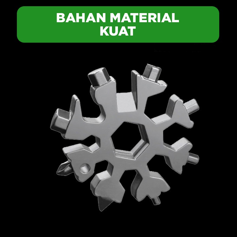 18 In 1 Gantungan Kunci Obeng Kunci Pas Multifungsi Bentuk Snowflake Bahan Stainless Steel