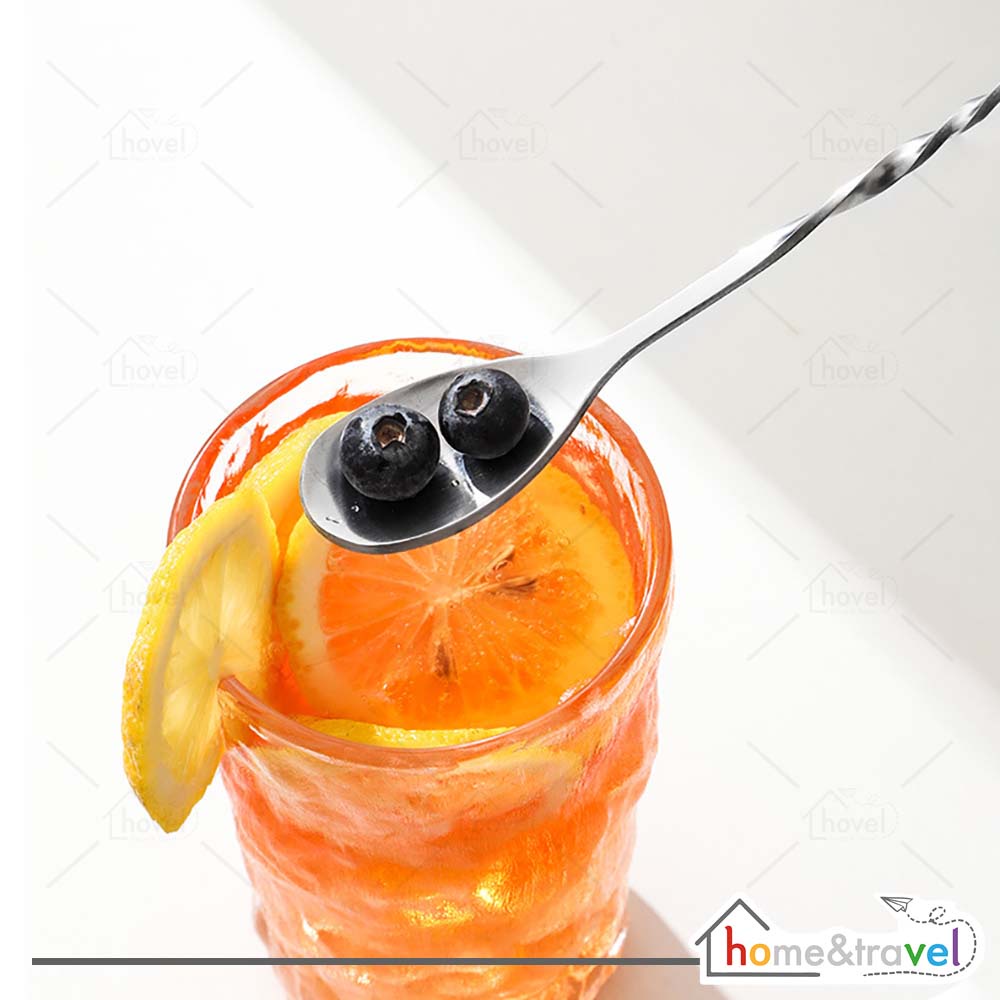 HOVELSHOP Sendok Garpu Stainless Panjang Ulir Pengaduk Minuman Cocktail Serbaguna