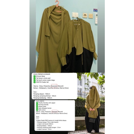 Dheambunproject - Faza Abaya French Khimar With Cadar Tali // Preloved