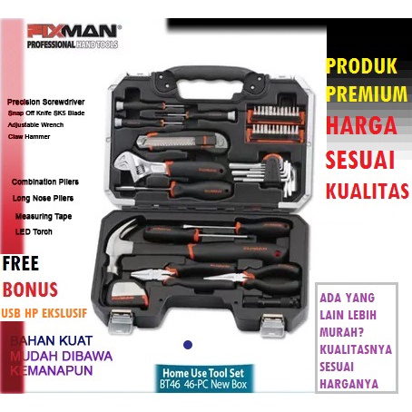 Satu Set peralatan kunci kunci Tool Set Fixman Bt46 46 pcs Home Use 2 Toolkit